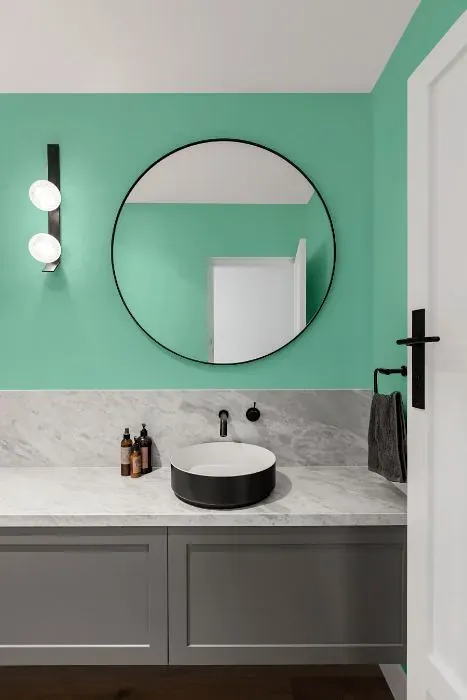 Behr Pageant Green minimalist bathroom