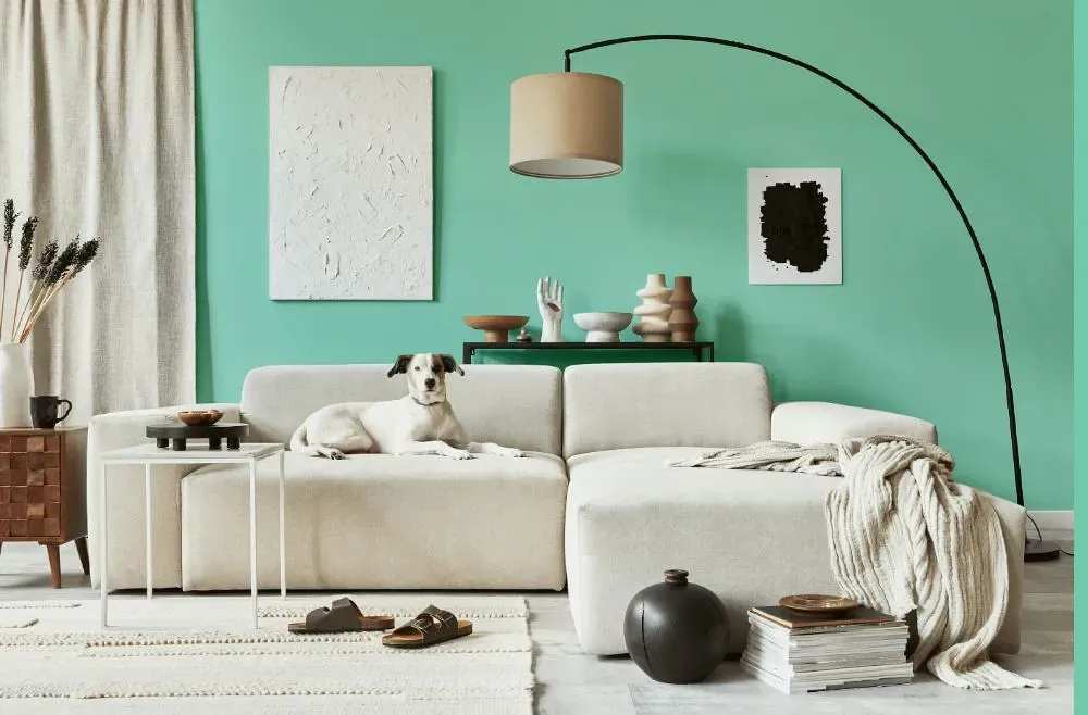 Behr Pageant Green cozy living room