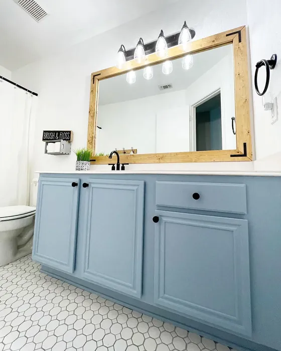 Behr Peaceful Blue bathroom vanity color
