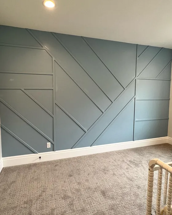 Behr Peaceful Blue accent wall 