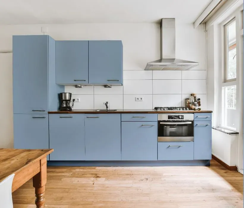 Behr Perennial Blue kitchen cabinets