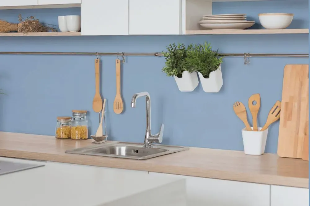 Behr Perennial Blue kitchen backsplash