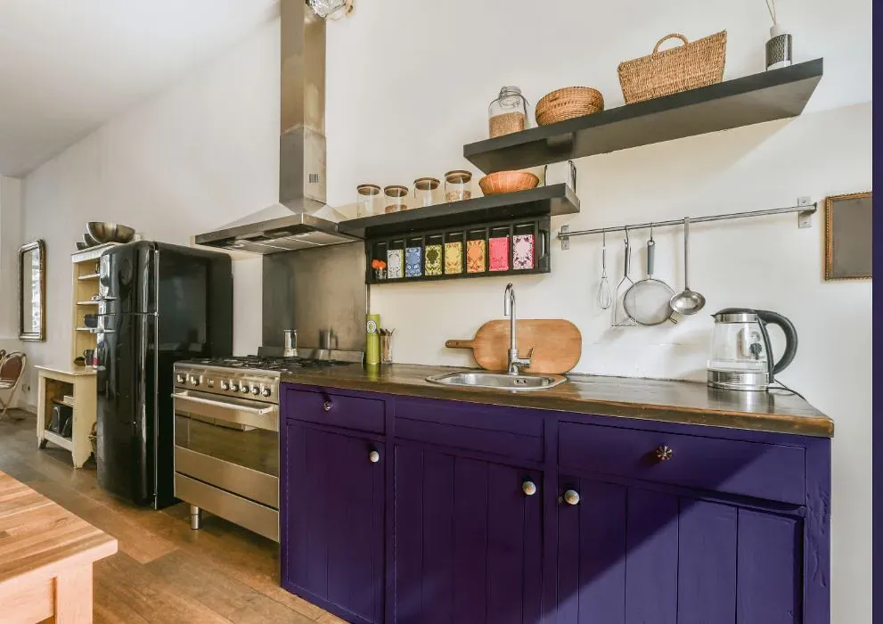 Behr Perpetual Purple kitchen cabinets