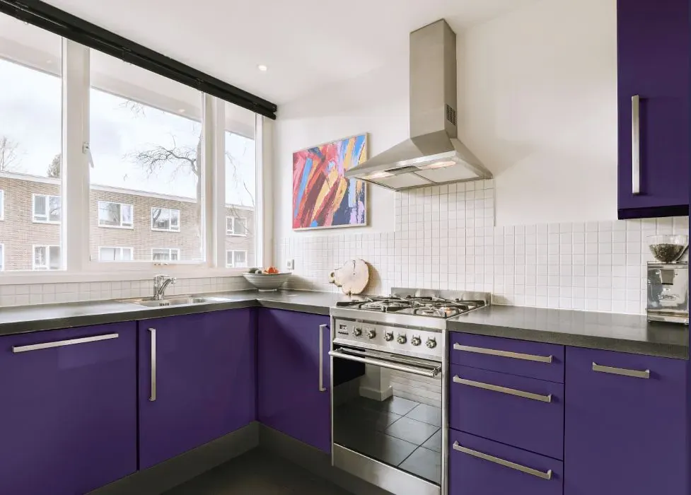 Behr Perpetual Purple kitchen cabinets