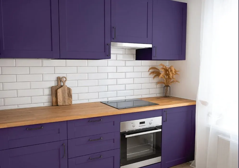 Behr Perpetual Purple kitchen cabinets