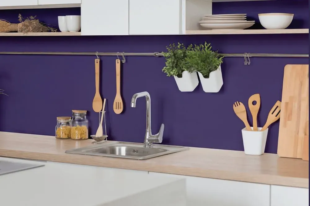 Behr Perpetual Purple kitchen backsplash