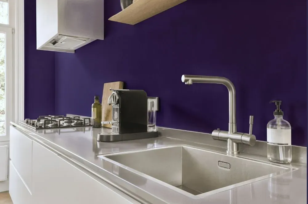 Behr Perpetual Purple kitchen painted backsplash