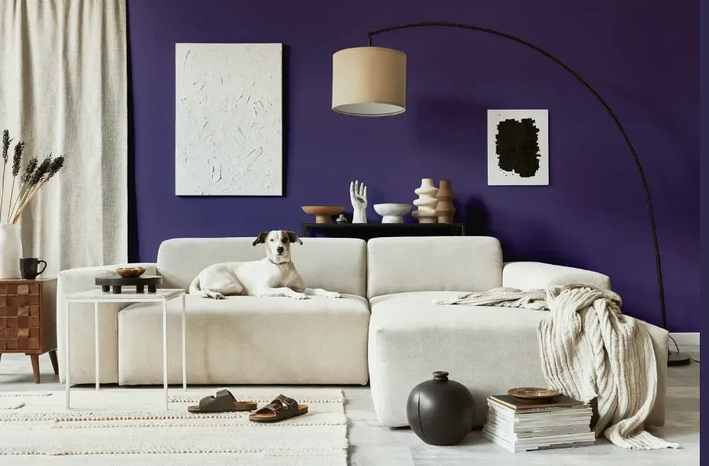 Behr Perpetual Purple cozy living room