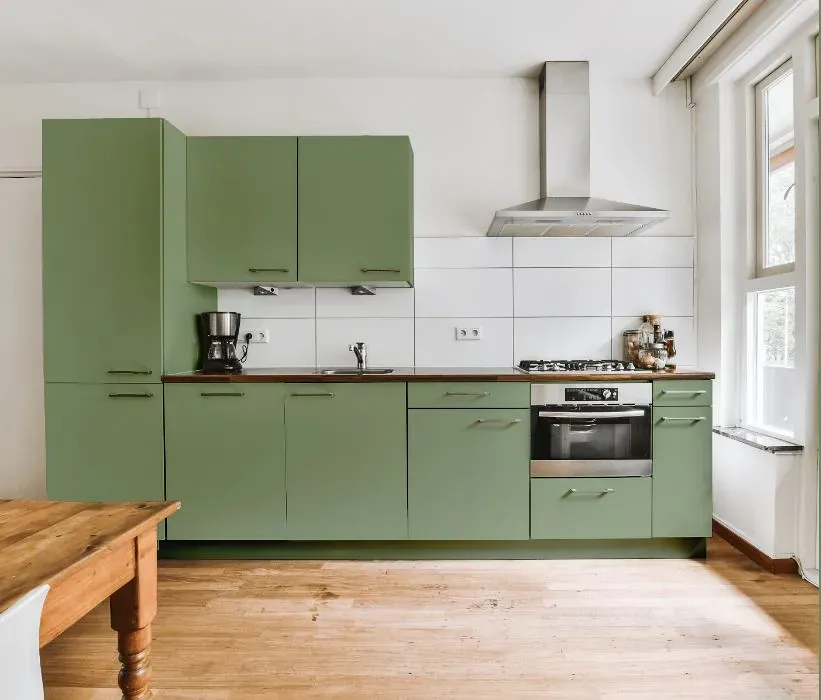 Behr Pesto Green kitchen cabinets