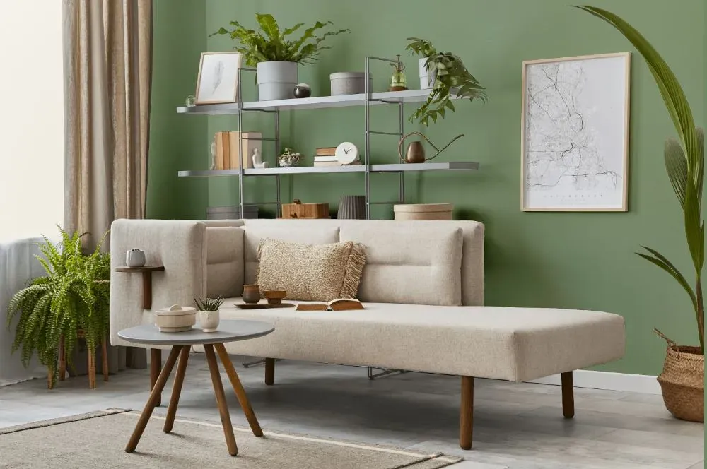 Behr Pesto Green living room