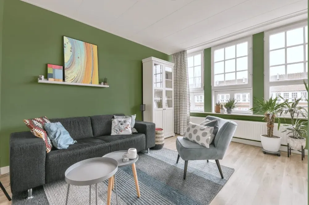 Behr Pesto Green living room walls