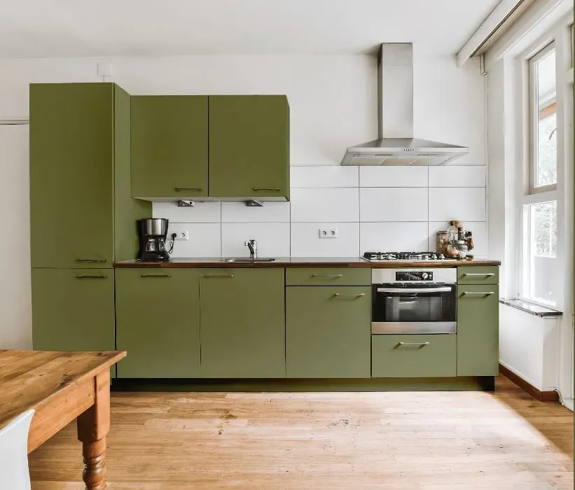 Behr Pesto Paste kitchen cabinets