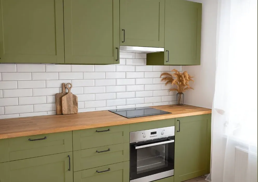 Behr Pesto Paste kitchen cabinets