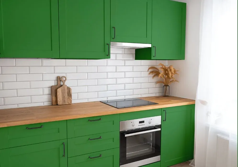 Behr Planet Green kitchen cabinets