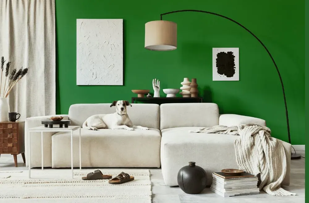 Behr Planet Green cozy living room