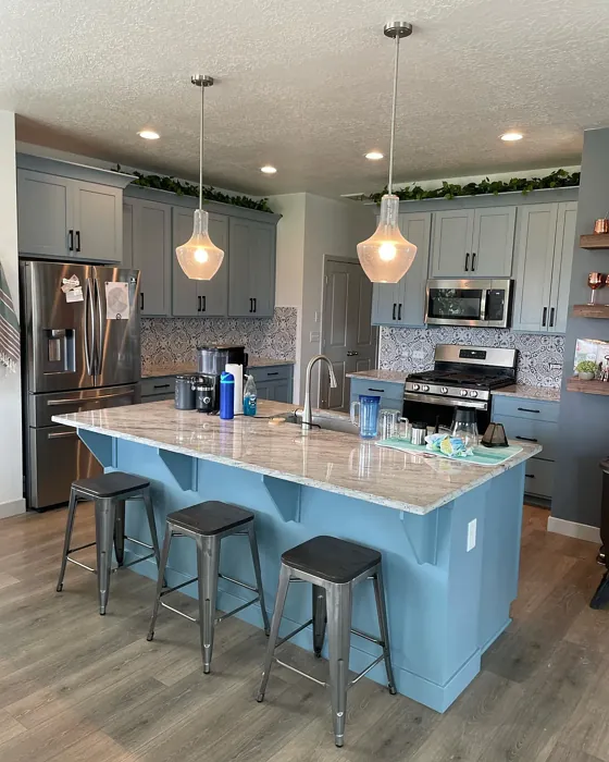 Behr Polaris Blue kitchen cabinets color