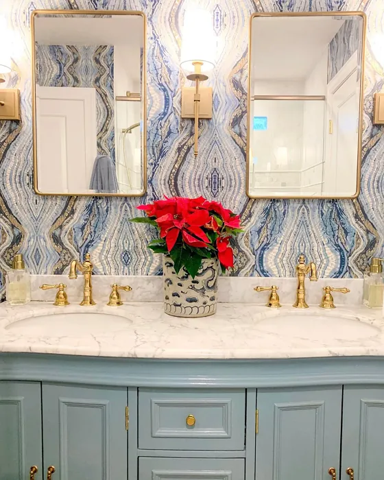 Behr Polaris Blue bohemian bathroom vanity color