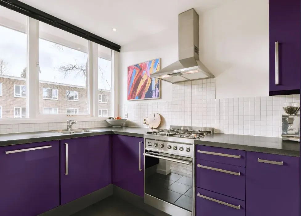 Behr Proper Purple kitchen cabinets