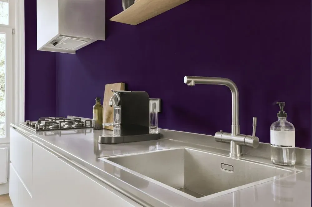 Behr Proper Purple kitchen painted backsplash
