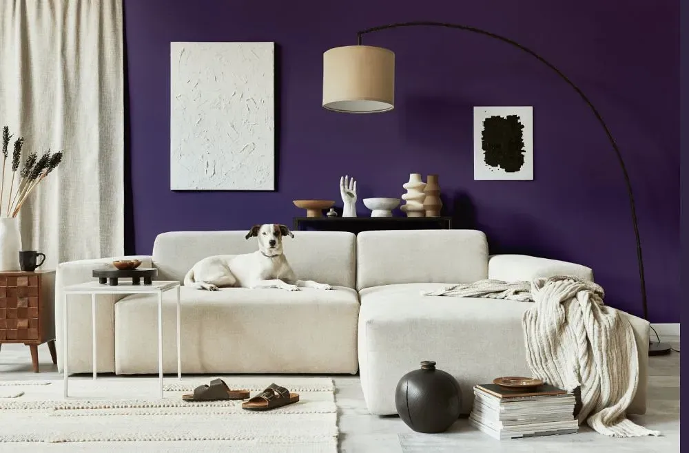 Behr Proper Purple cozy living room