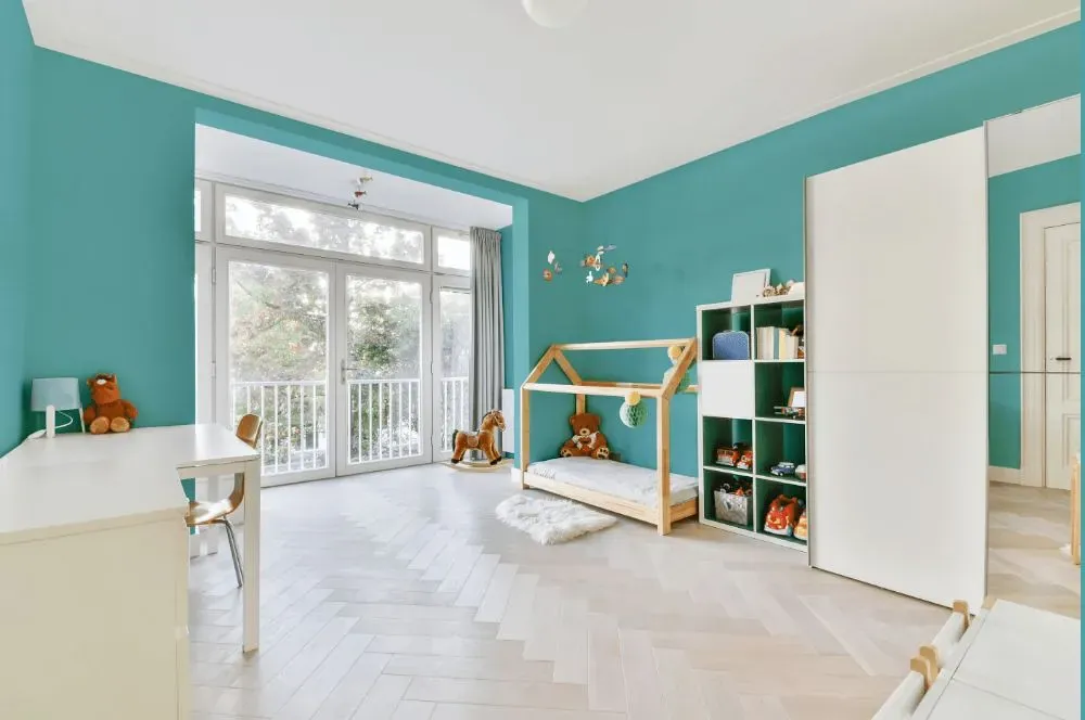 Behr Pure Turquoise kidsroom interior, children's room