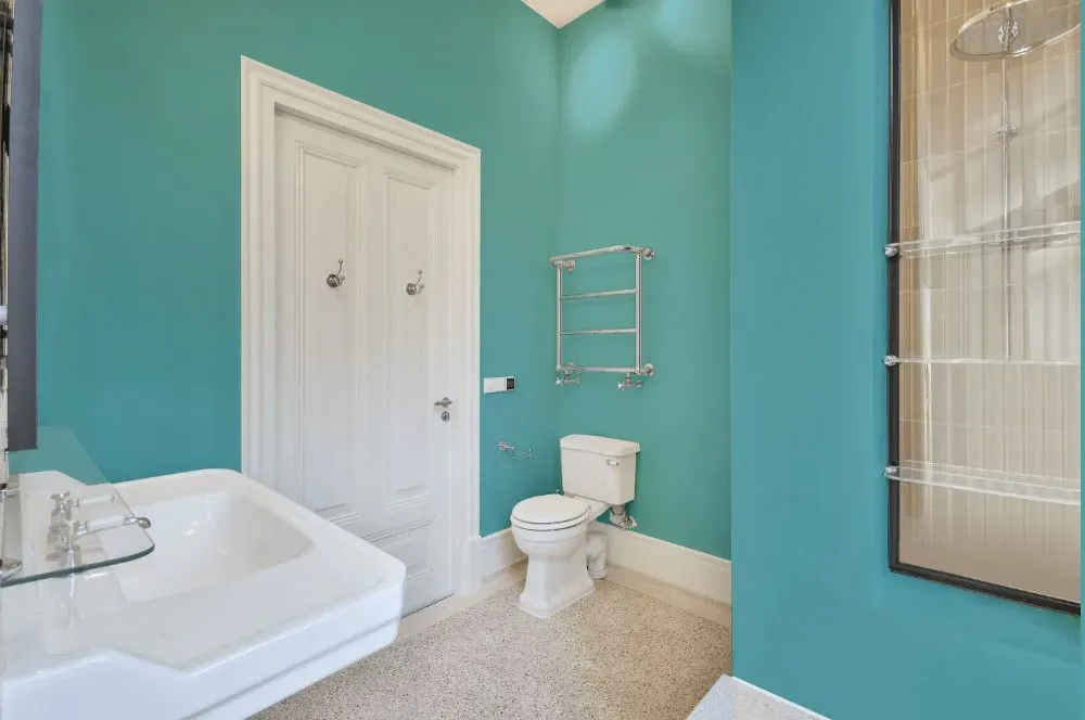 Behr Pure Turquoise bathroom