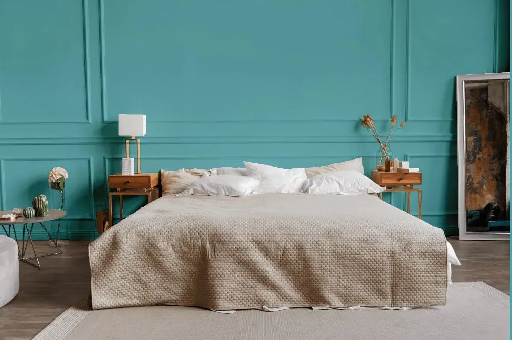 Behr Pure Turquoise bedroom