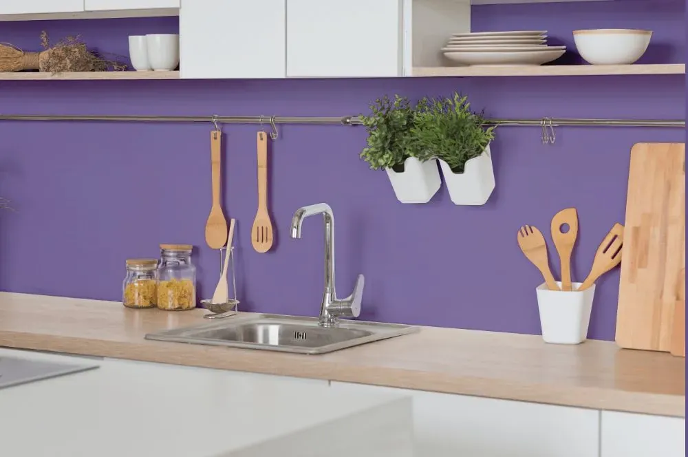 Behr Purple Agate kitchen backsplash