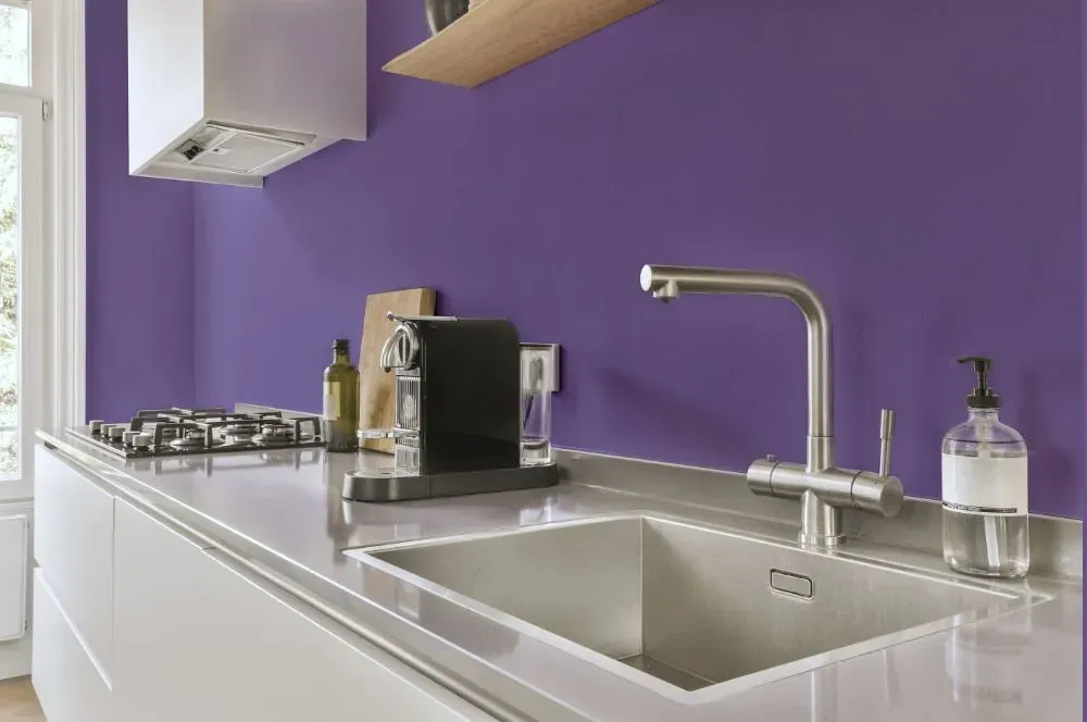 Behr Purple Agate kitchen painted backsplash