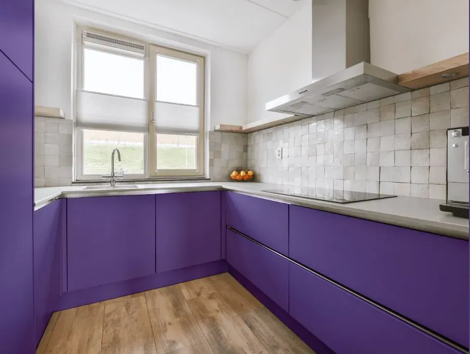 Behr Purple Paradise small kitchen cabinets