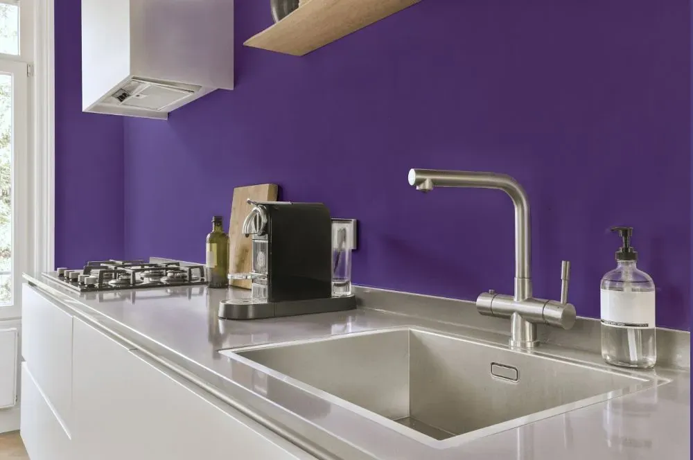 Behr Purple Paradise kitchen painted backsplash