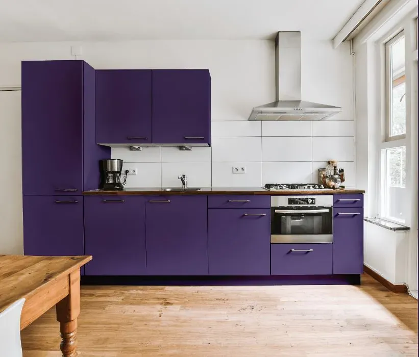 Behr Purple Sky kitchen cabinets