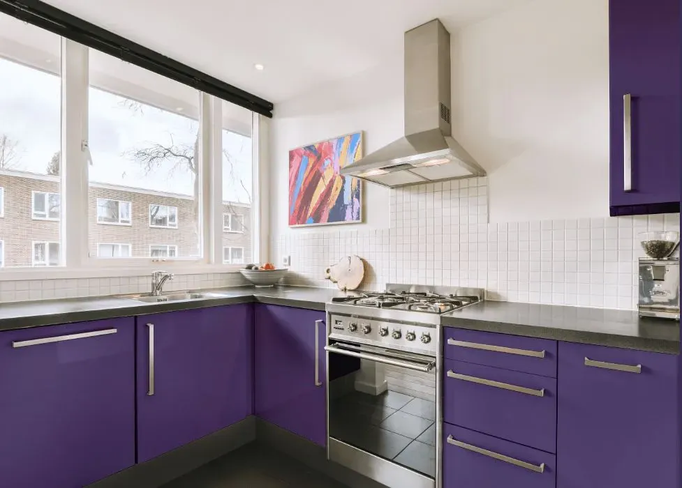Behr Purple Sky kitchen cabinets