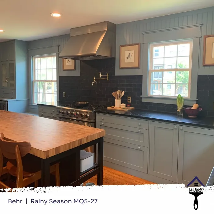 Behr Rainy Season kitchen cabinets 