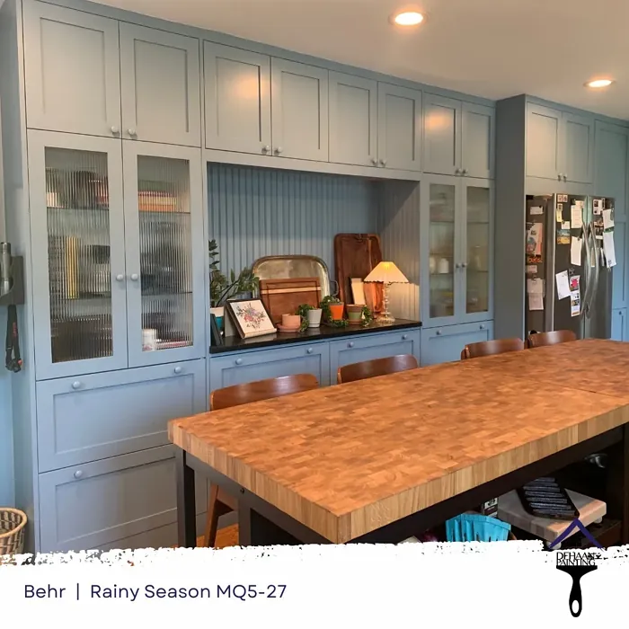 Behr Rainy Season kitchen cabinets color