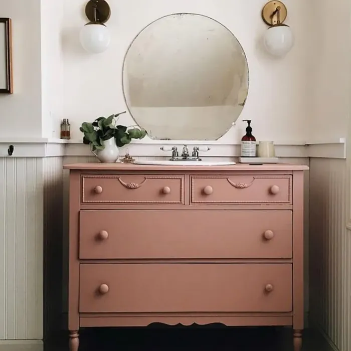 Behr Retro Pink bathroom vanity color review