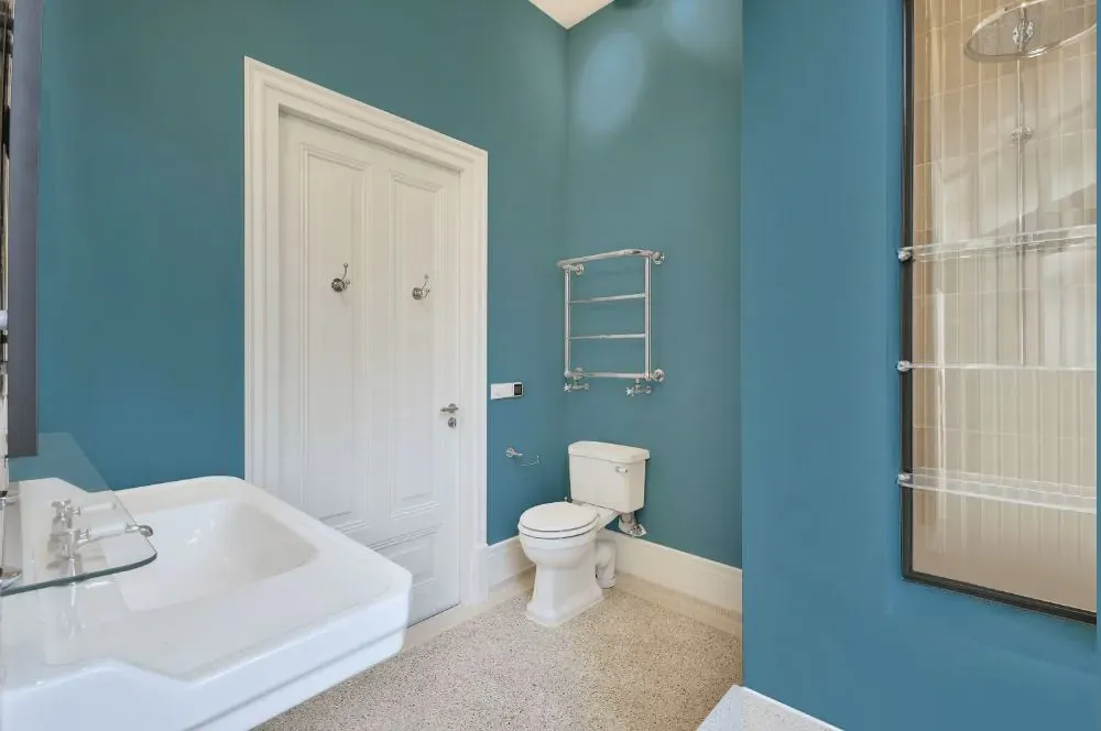 Behr Saga Blue bathroom