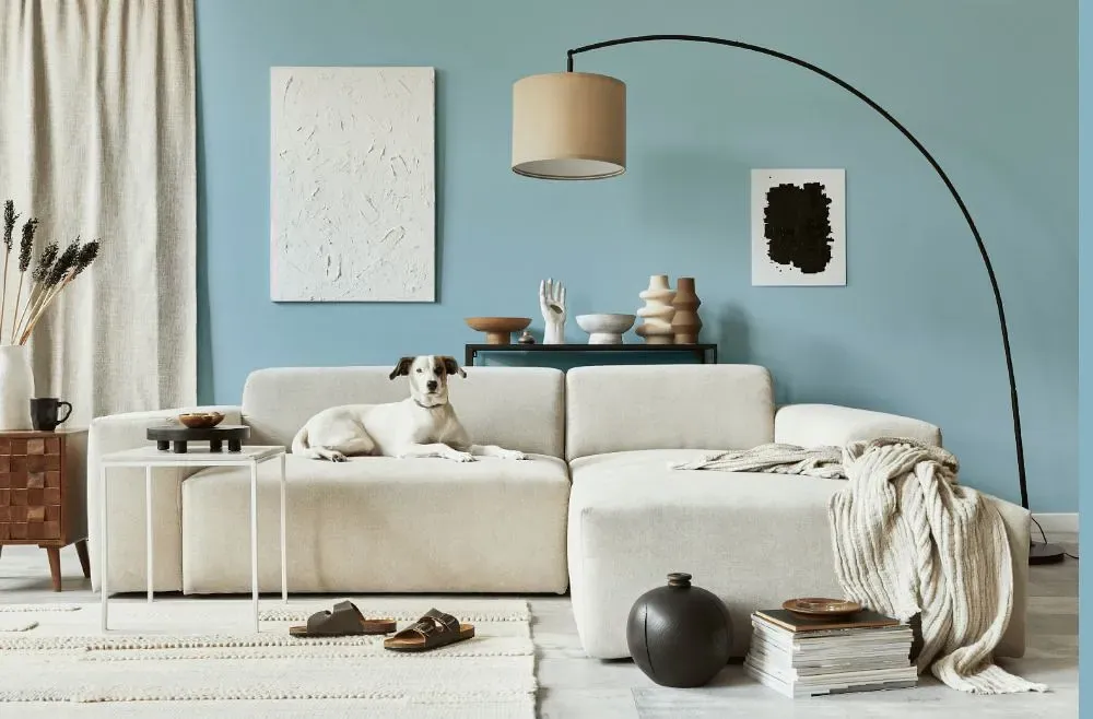 Behr Sea Wind cozy living room