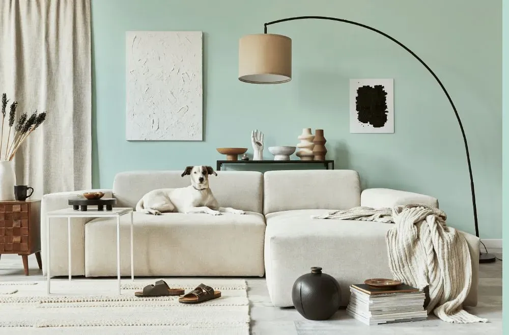 Behr Seaglass cozy living room