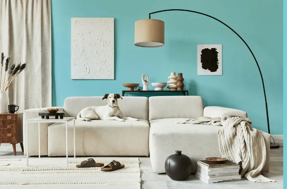 Behr Serene Thought cozy living room