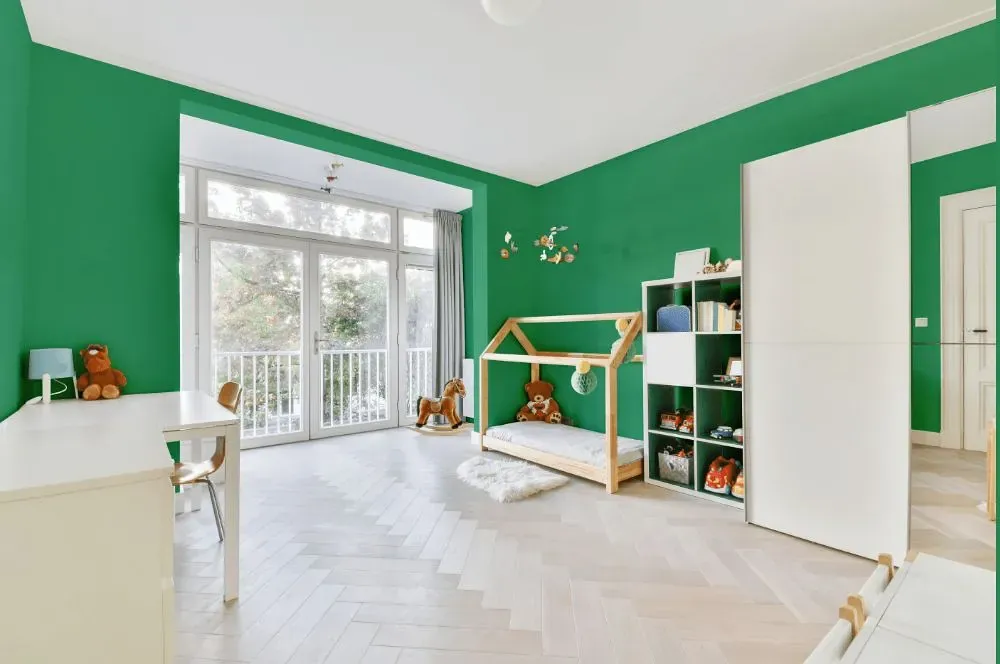 Behr Shamrock Green kidsroom interior, children's room