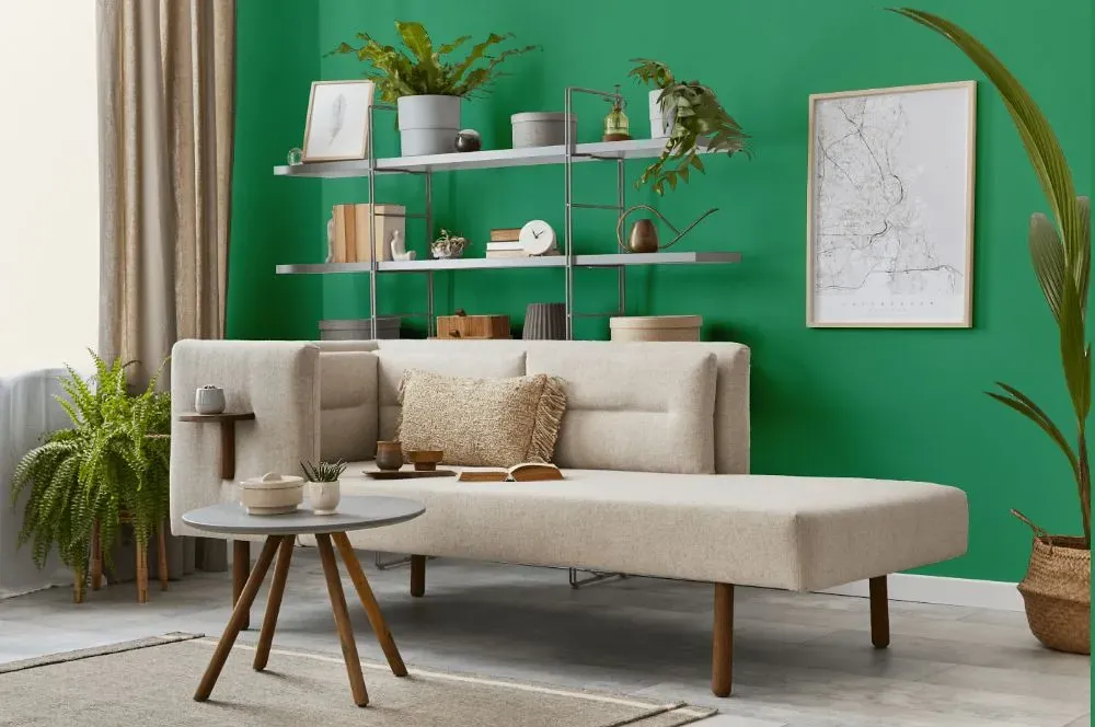 Behr Shamrock Green living room