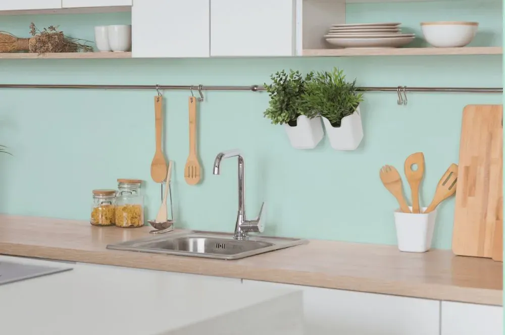 Behr Soft Mint kitchen backsplash