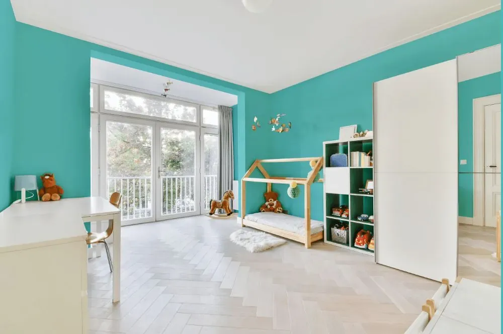 Behr Soft Turquoise kidsroom interior, children's room