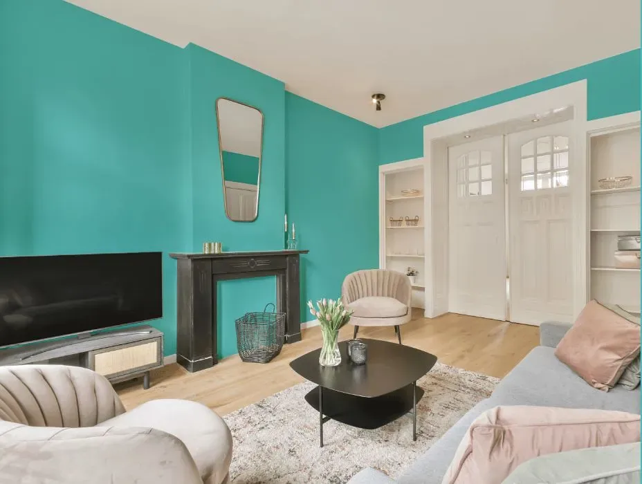 Behr Soft Turquoise victorian house interior