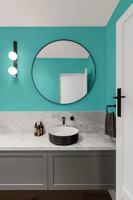 Behr Soft Turquoise minimalist bathroom