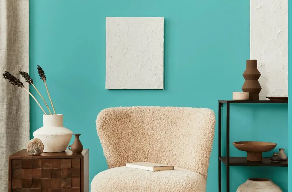 Behr Soft Turquoise living room interior