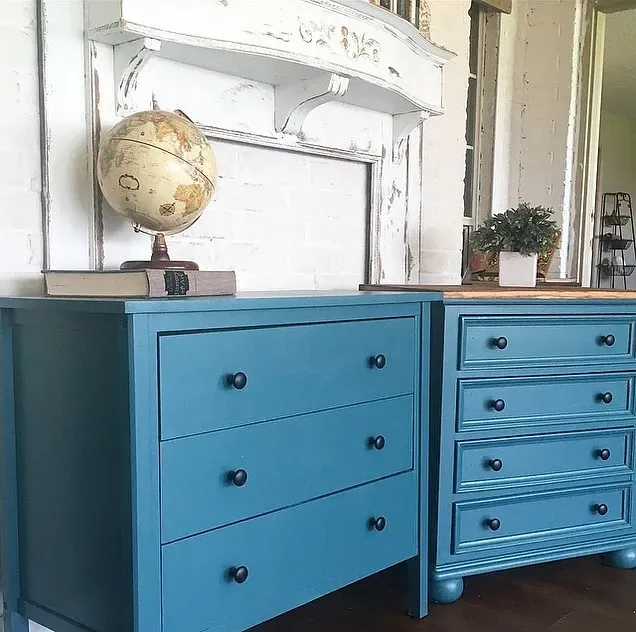 Behr Sophisticated Teal painted furniture 