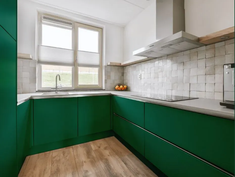 Behr Sparkling Emerald small kitchen cabinets