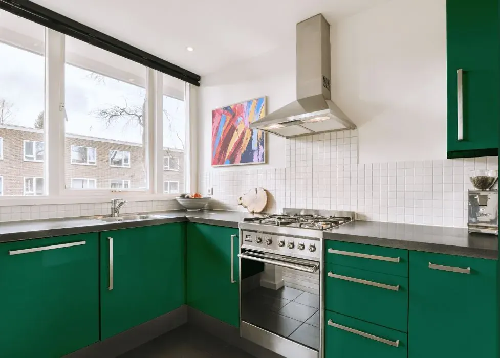 Behr Sparkling Emerald kitchen cabinets